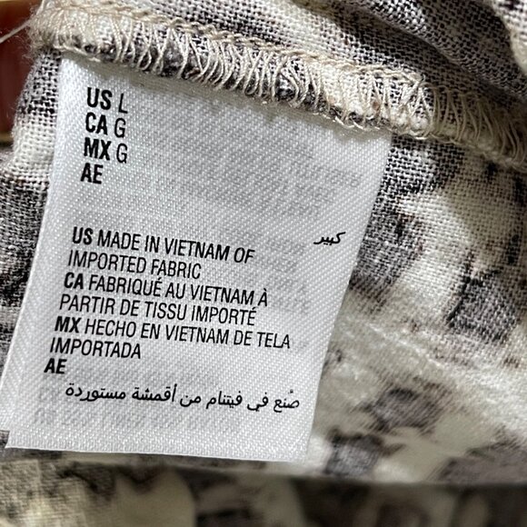 New INC Global Traveler Pants Wide Leg Size L Large Linen Blend Black Cream - Picture 7 of 10